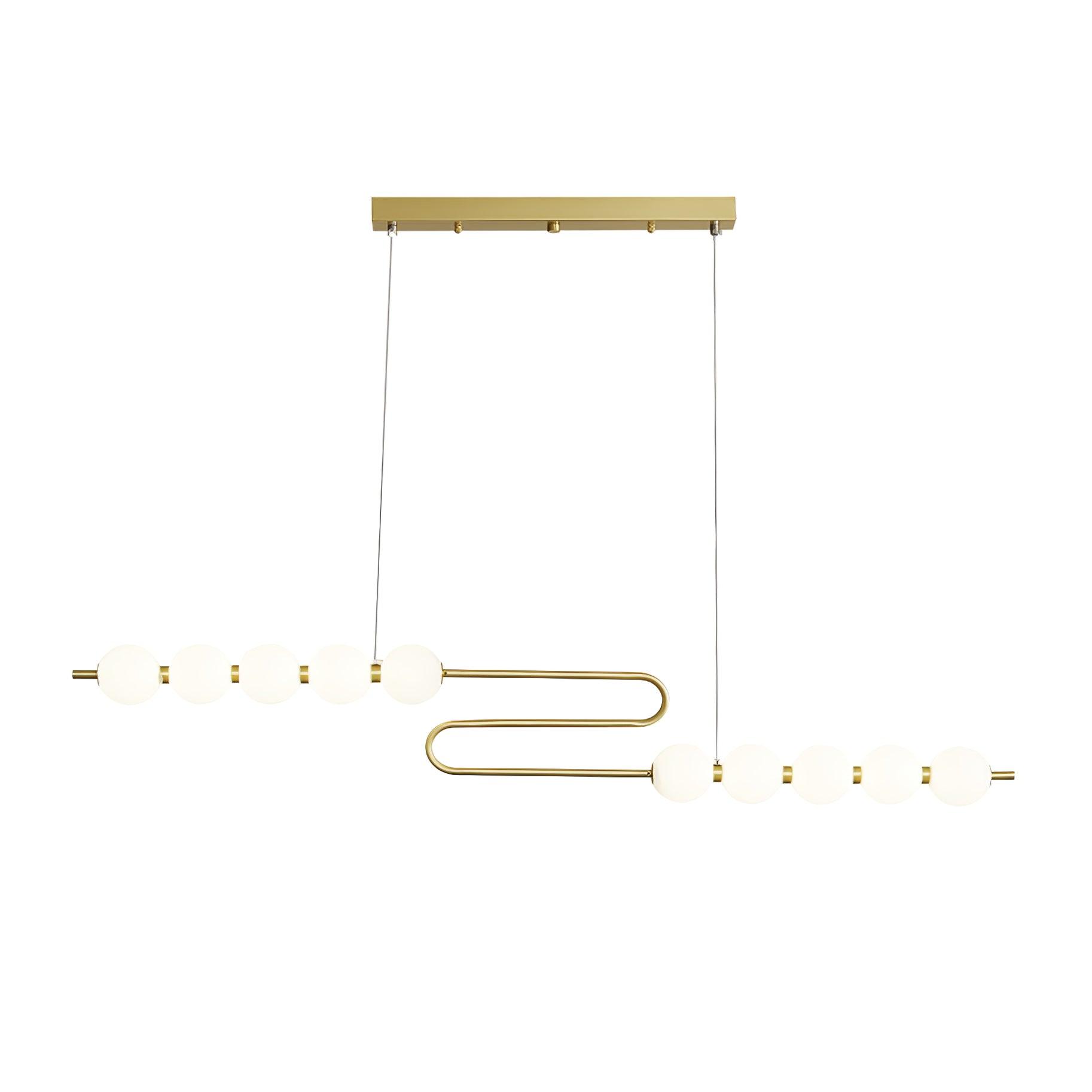 Modern Brass Pearl Chain Pendant Lamp with White Acrylic Globe LED Ceiling Light
