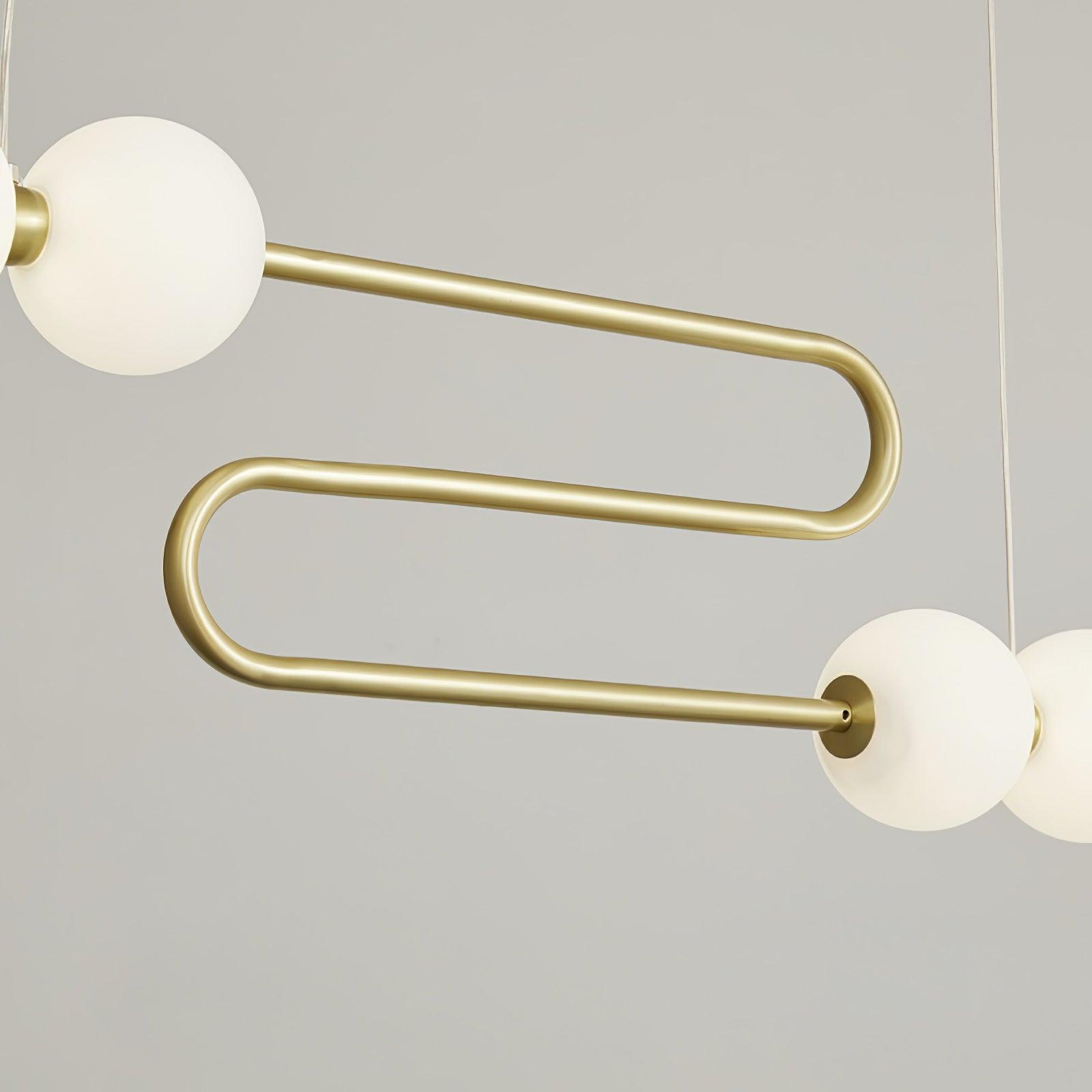 Modern Brass Pearl Chain Pendant Lamp with White Acrylic Globe LED Ceiling Light