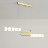 Modern Brass Pearl Chain Pendant Lamp with White Acrylic Globe LED Ceiling Light