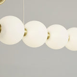 Modern Brass Pearl Chain Pendant Lamp with White Acrylic Globe LED Ceiling Light