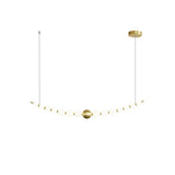 Modern Brass Pearl Chain Pendant Lamp with White Acrylic Globe LED Ceiling Light