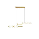 Modern Brass Pearl Chain Pendant Lamp with White Acrylic Globe LED Ceiling Light