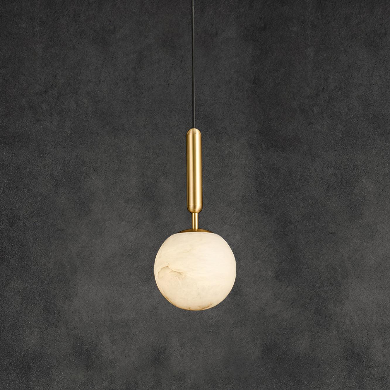 Modern Brass Pendant Light with White Alabaster Glass Globe Shade for Kitchen Island and Dining Room