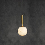 Modern Brass Pendant Light with White Alabaster Glass Globe Shade for Kitchen Island and Dining Room
