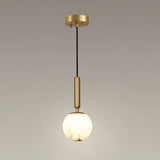 Modern Brass Pendant Light with White Alabaster Glass Globe Shade for Kitchen Island and Dining Room
