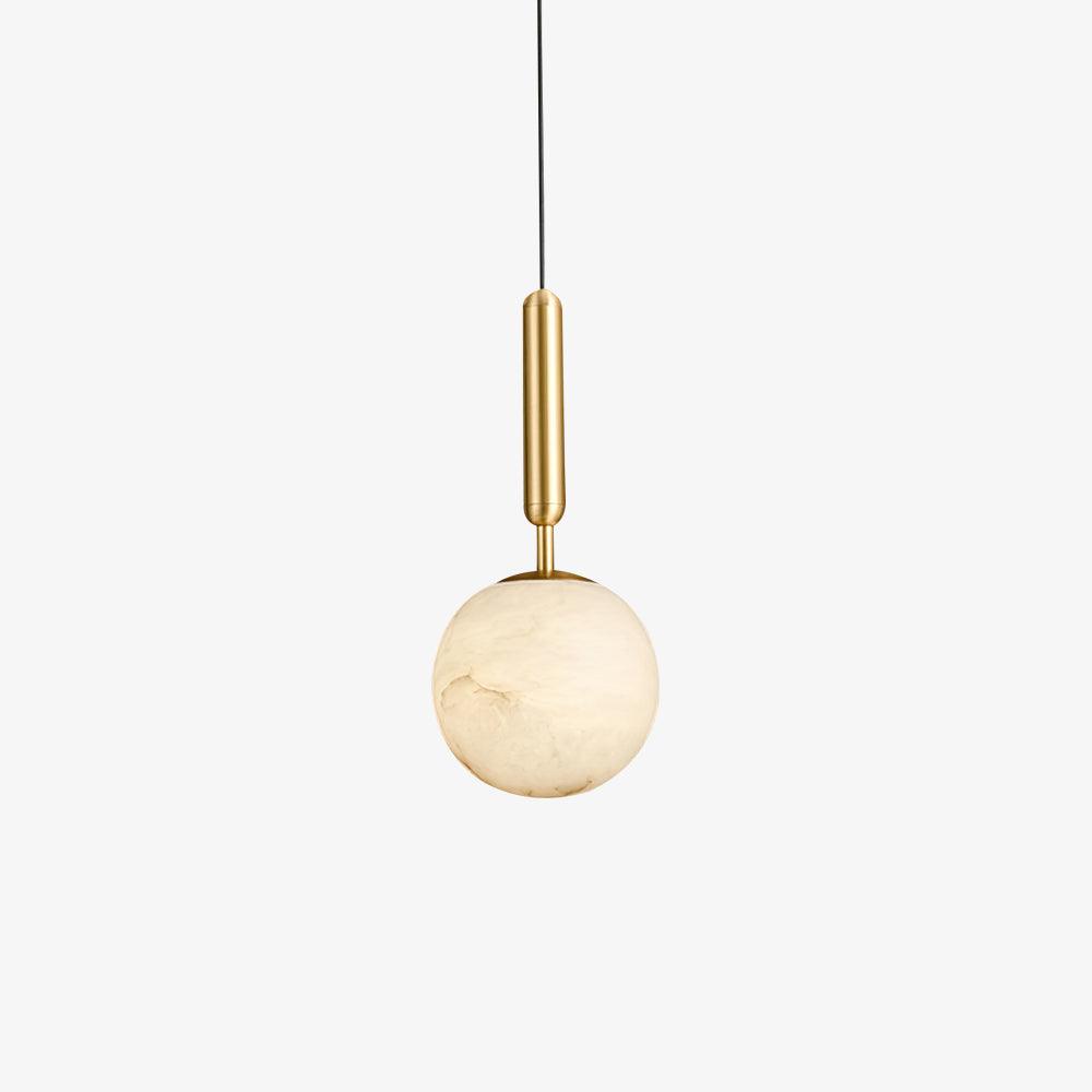 Modern Brass Pendant Light with White Alabaster Glass Globe Shade for Kitchen Island and Dining Room