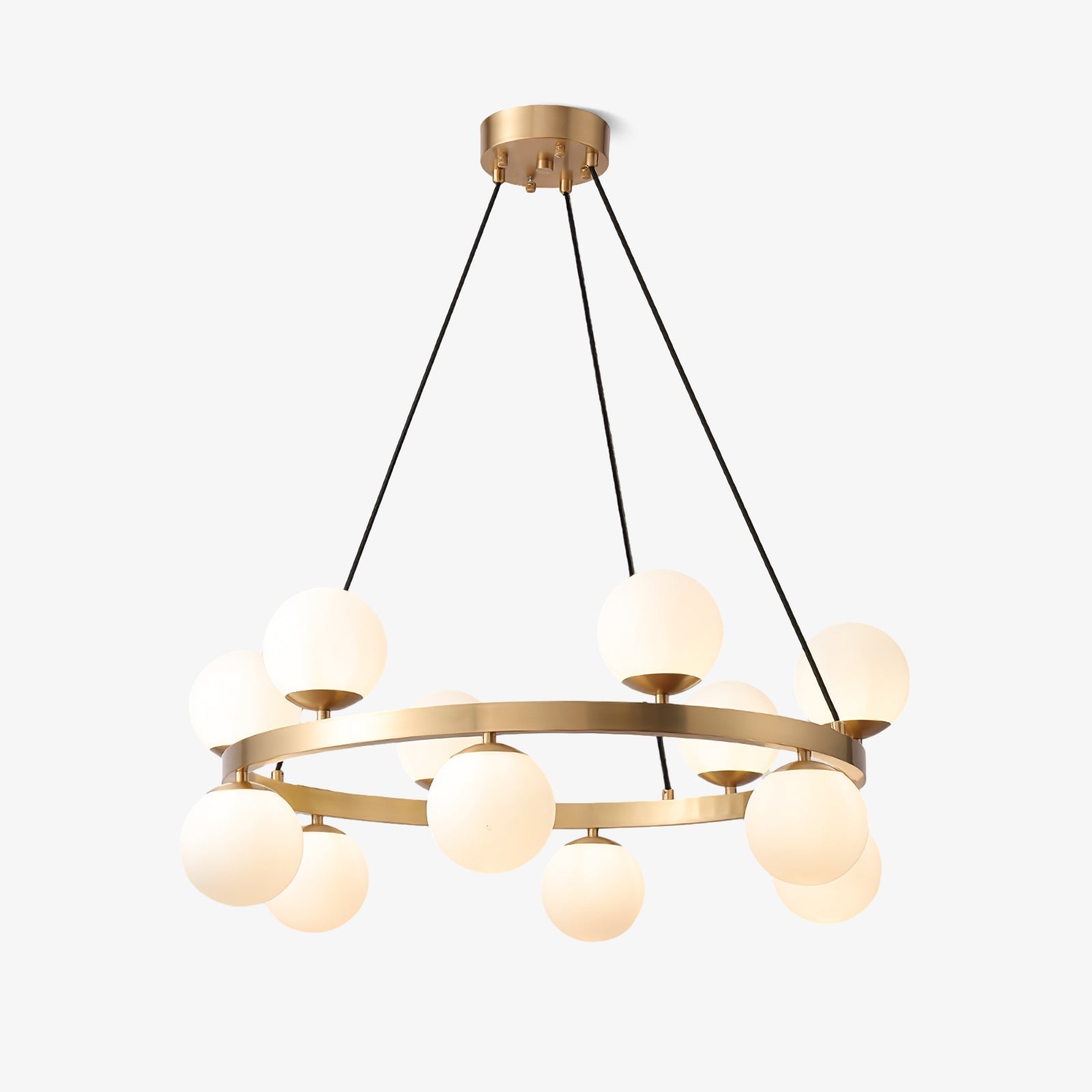 Modern Brass Ring Glass Globe Pendant Light Luxury Bubble Crown Chandelier for Dining Room