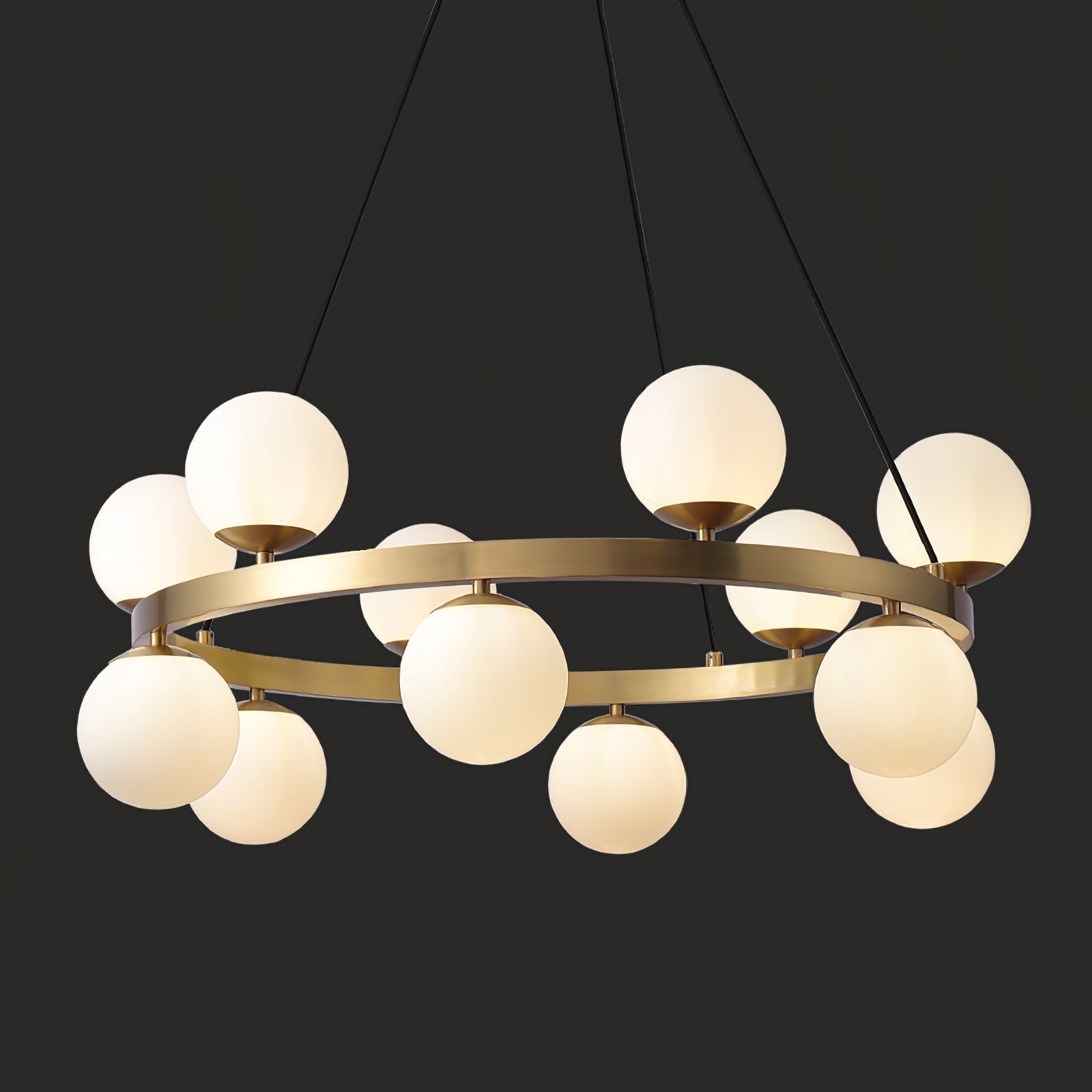 Modern Brass Ring Glass Globe Pendant Light Luxury Bubble Crown Chandelier for Dining Room