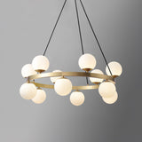 Modern Brass Ring Glass Globe Pendant Light Luxury Bubble Crown Chandelier for Dining Room