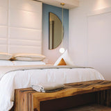 Modern Brass Rod Pendant Light with Spherical Mouth Blown Opal Glass Globe