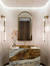 Modern Brass Wall Sconce with Blown Glass Droplets Vertical Tube LED Vanity Light