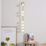 Modern Brass Wall Sconce with Blown Glass Droplets Vertical Tube LED Vanity Light