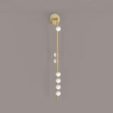 Modern Brass Wall Sconce with Blown Glass Droplets Vertical Tube LED Vanity Light