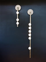 Modern Brass Wall Sconce with Blown Glass Droplets Vertical Tube LED Vanity Light
