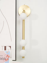 Modern Brass Wall Sconce with Blown Glass Droplets Vertical Tube LED Vanity Light