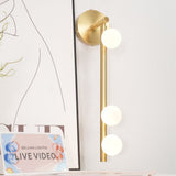 Modern Brass Wall Sconce with Blown Glass Droplets Vertical Tube LED Vanity Light
