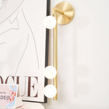 Modern Brass Wall Sconce with Blown Glass Droplets Vertical Tube LED Vanity Light
