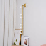 Modern Brass Wall Sconce with Blown Glass Droplets Vertical Tube LED Vanity Light