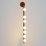 Modern Brass Wall Sconce with Blown Glass Droplets Vertical Tube LED Vanity Light