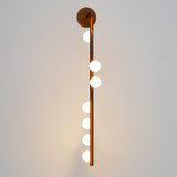 Modern Brass Wall Sconce with Blown Glass Droplets Vertical Tube LED Vanity Light