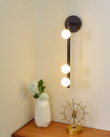 Modern Brass Wall Sconce with Blown Glass Droplets Vertical Tube LED Vanity Light