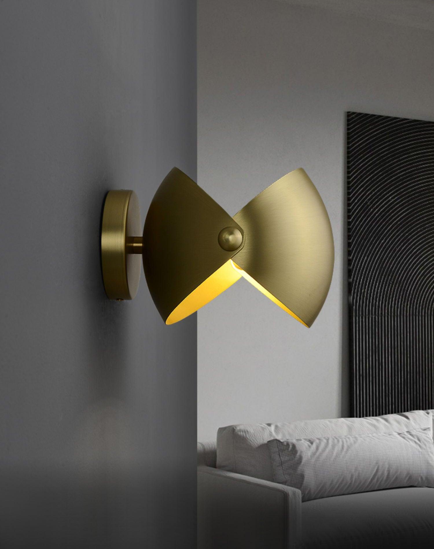 Modern Brass Wall Sconce with Dual Adjustable Hemispherical Shades Set of 2 Indoor Lighting Fixture