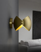 Modern Brass Wall Sconce with Dual Adjustable Hemispherical Shades Set of 2 Indoor Lighting Fixture