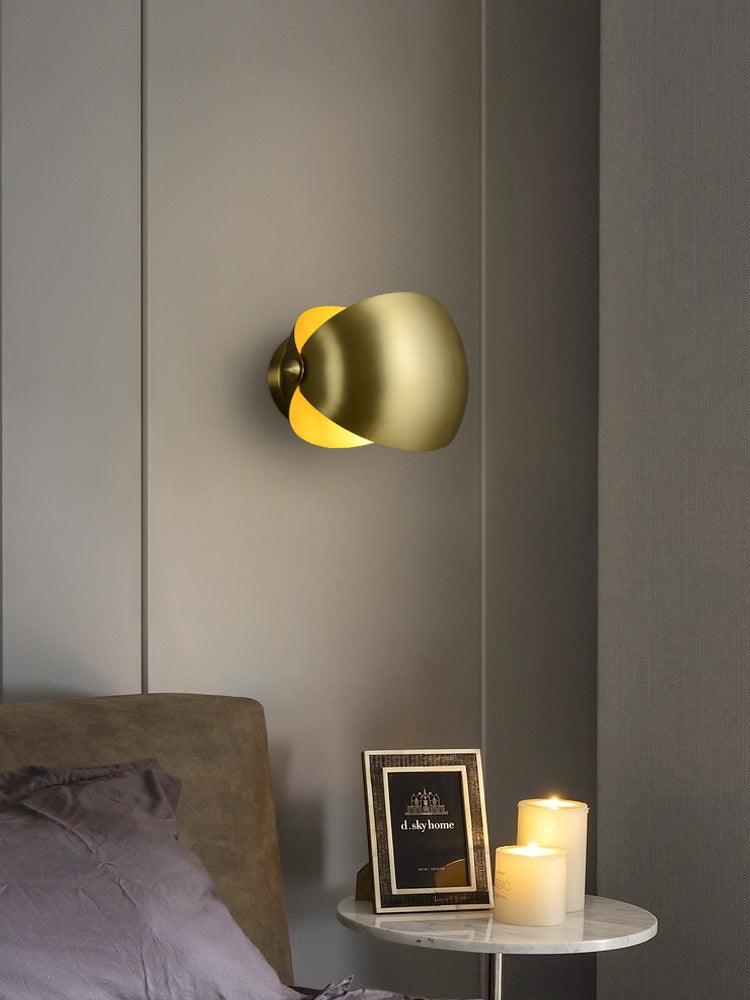 Modern Brass Wall Sconce with Dual Adjustable Hemispherical Shades Set of 2 Indoor Lighting Fixture