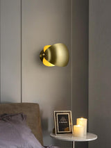 Modern Brass Wall Sconce with Dual Adjustable Hemispherical Shades Set of 2 Indoor Lighting Fixture