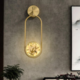 Modern Brass Wall Sconce with Enamel Stained Glass Disc and Integrated LED Lighting