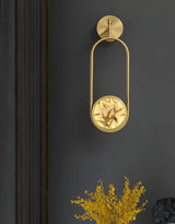 Modern Brass Wall Sconce with Enamel Stained Glass Disc and Integrated LED Lighting