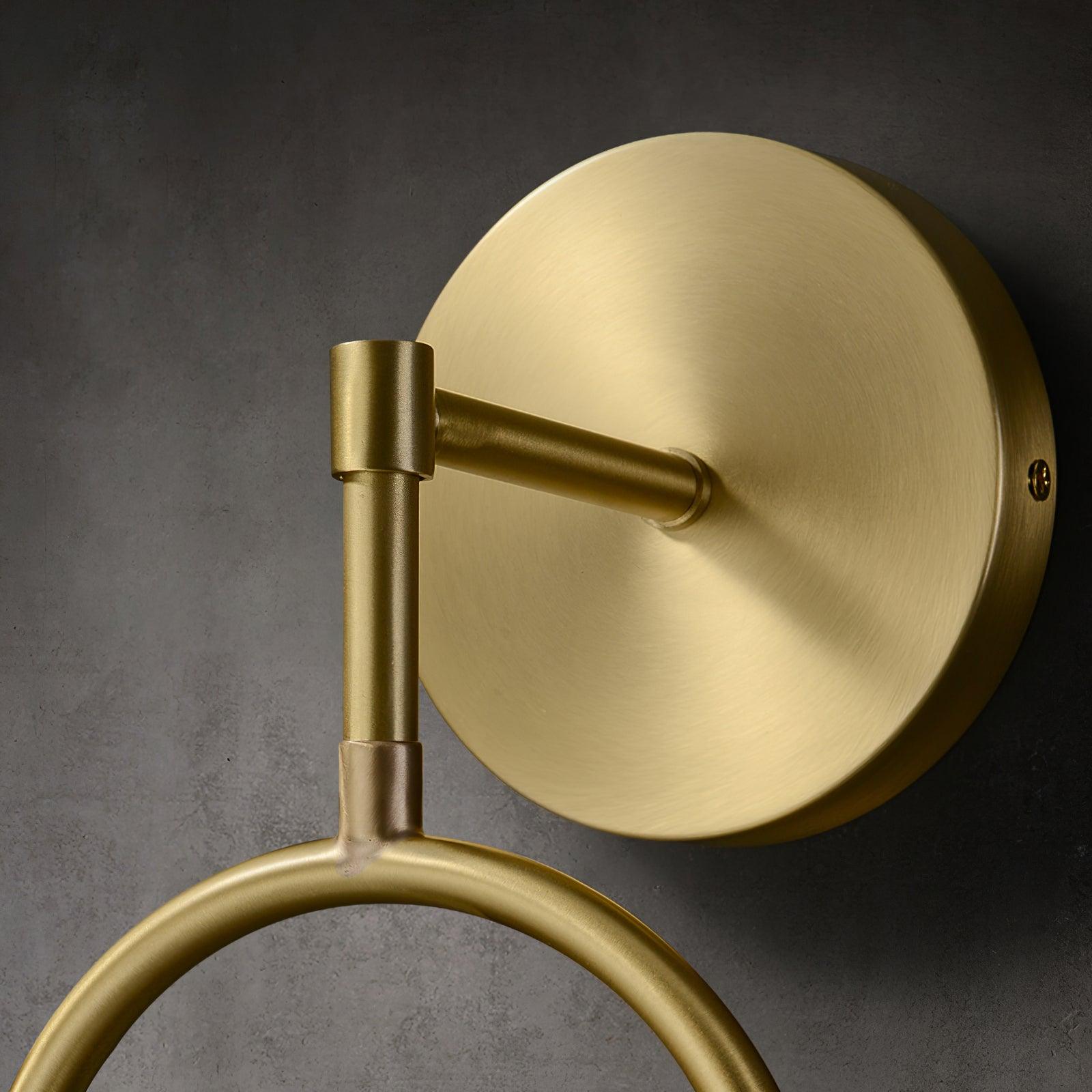 Modern Brass Wall Sconce with Enamel Stained Glass Disc and Integrated LED Lighting