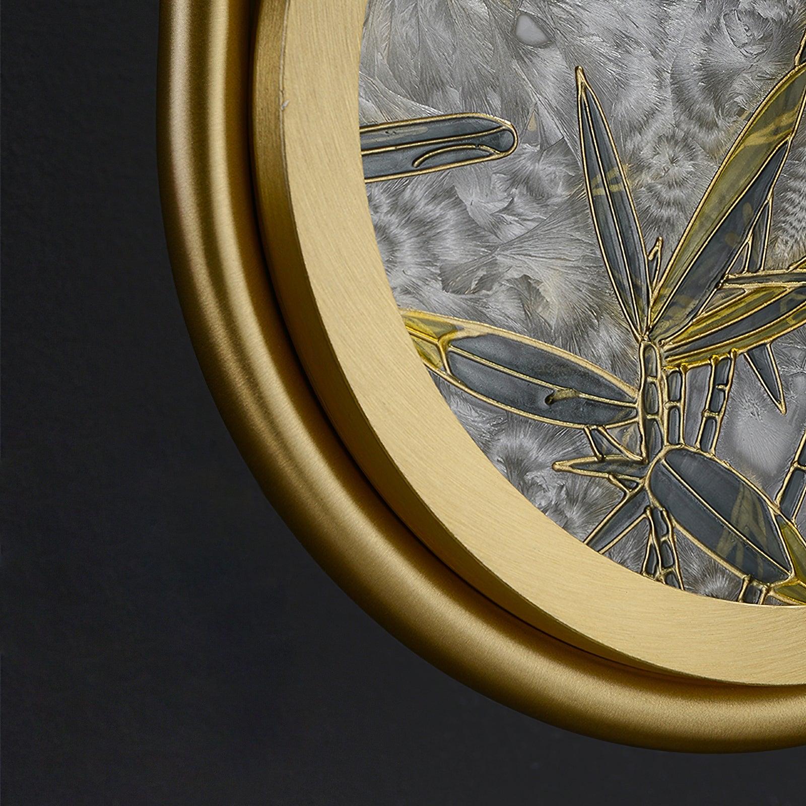 Modern Brass Wall Sconce with Enamel Stained Glass Disc and Integrated LED Lighting