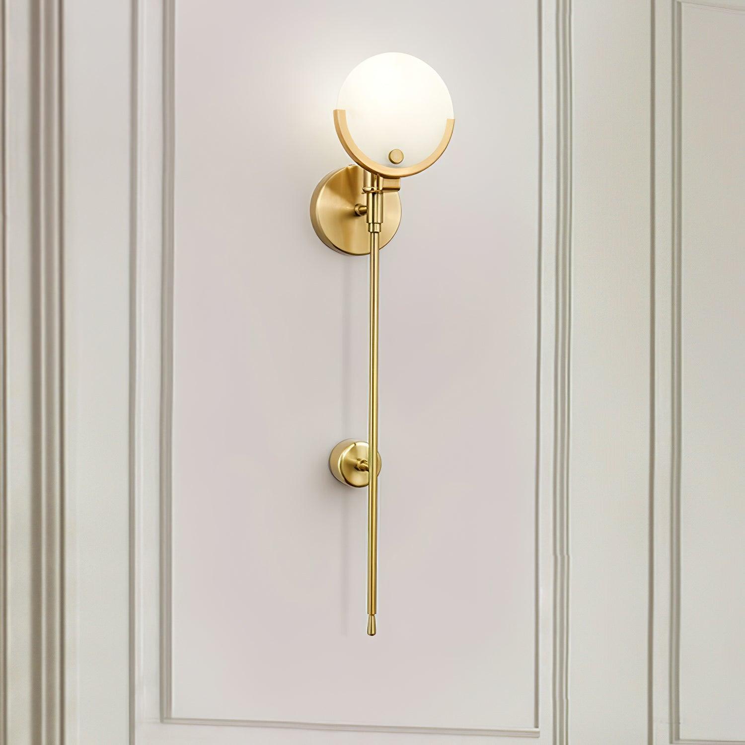 Modern Brass Wall Sconce with Natural Alabaster Shade for Luxury Indoor Lighting Decor