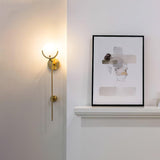 Modern Brass Wall Sconce with Natural Alabaster Shade for Luxury Indoor Lighting Decor