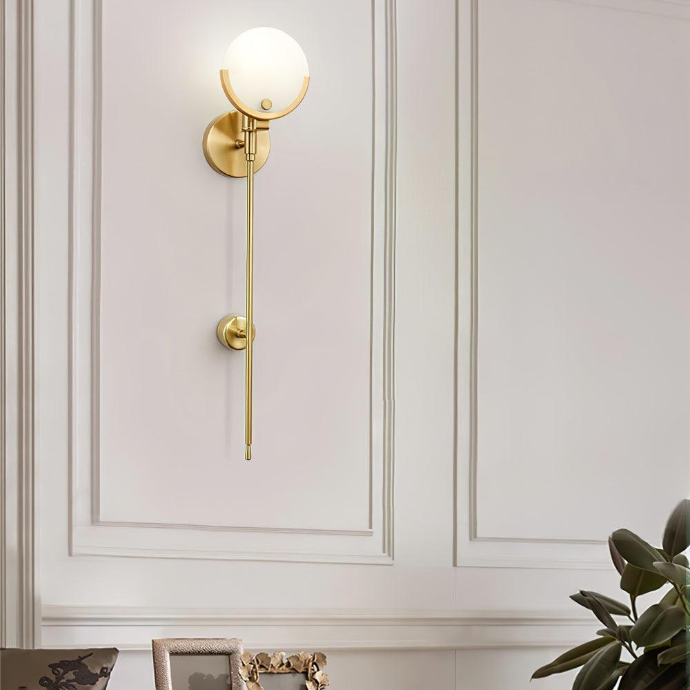 Modern Brass Wall Sconce with Natural Alabaster Shade for Luxury Indoor Lighting Decor