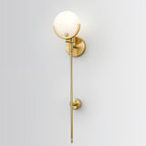 Modern Brass Wall Sconce with Natural Alabaster Shade for Luxury Indoor Lighting Decor