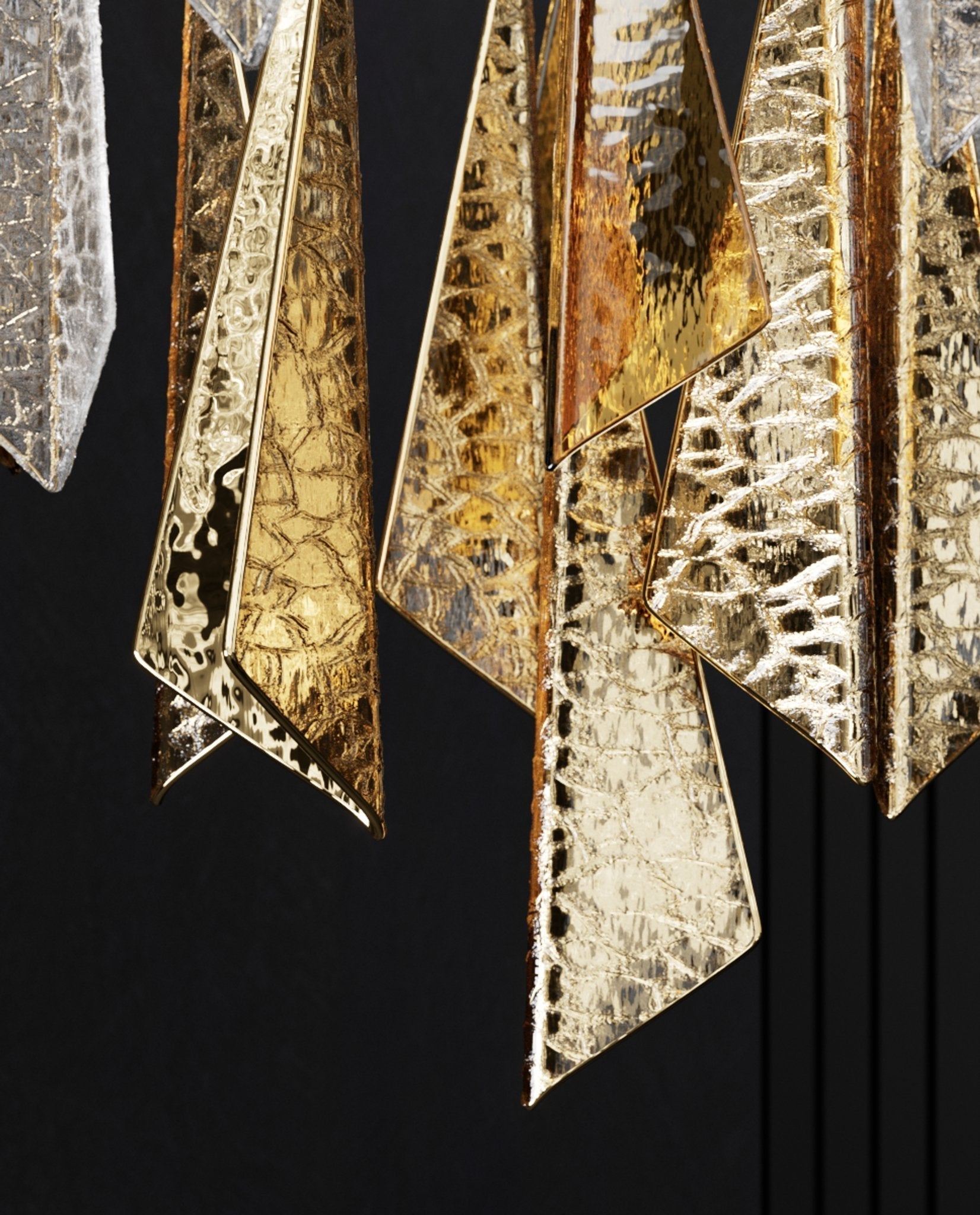Modern Breeze Geometric LED Pendant Light with Textured Glass and Gold Finish