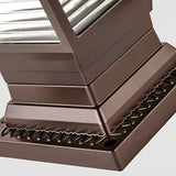 Modern Brown Aluminum Solar Fence Post Lights Waterproof Retro Glass Outdoor Column Lantern for Garden and Villa