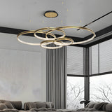 Modern Brushed Gold LED Ring Ceiling Lamp with 3 Step Dimming for Living Room