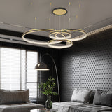 Modern Brushed Gold LED Ring Ceiling Lamp with 3 Step Dimming for Living Room