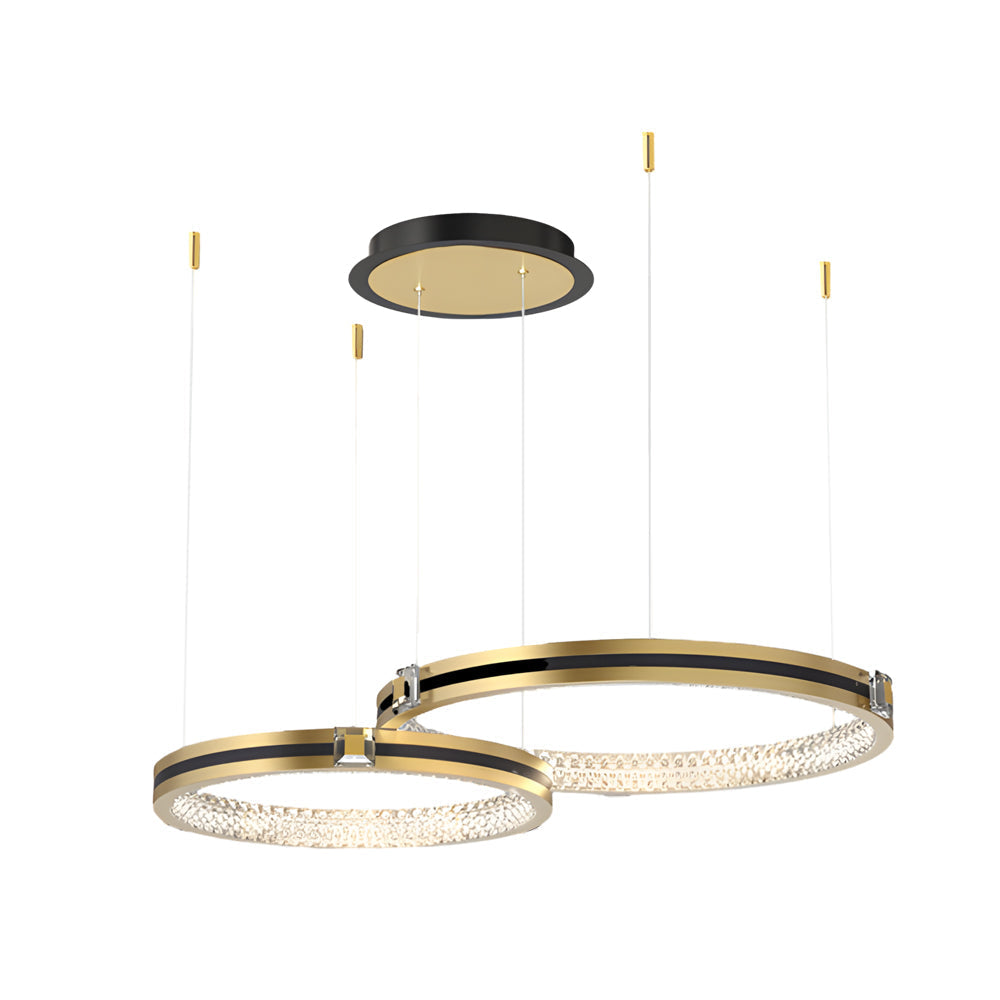 Modern Brushed Gold LED Ring Ceiling Lamp with 3 Step Dimming for Living Room