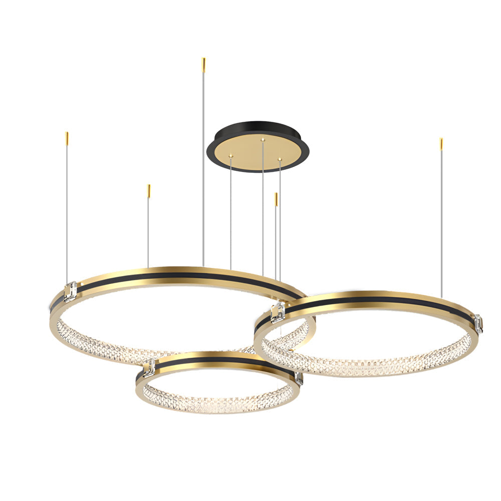 Modern Brushed Gold LED Ring Ceiling Lamp with 3 Step Dimming for Living Room