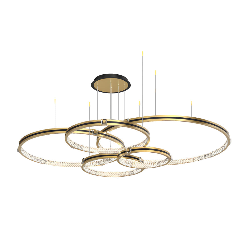 Modern Brushed Gold LED Ring Ceiling Lamp with 3 Step Dimming for Living Room
