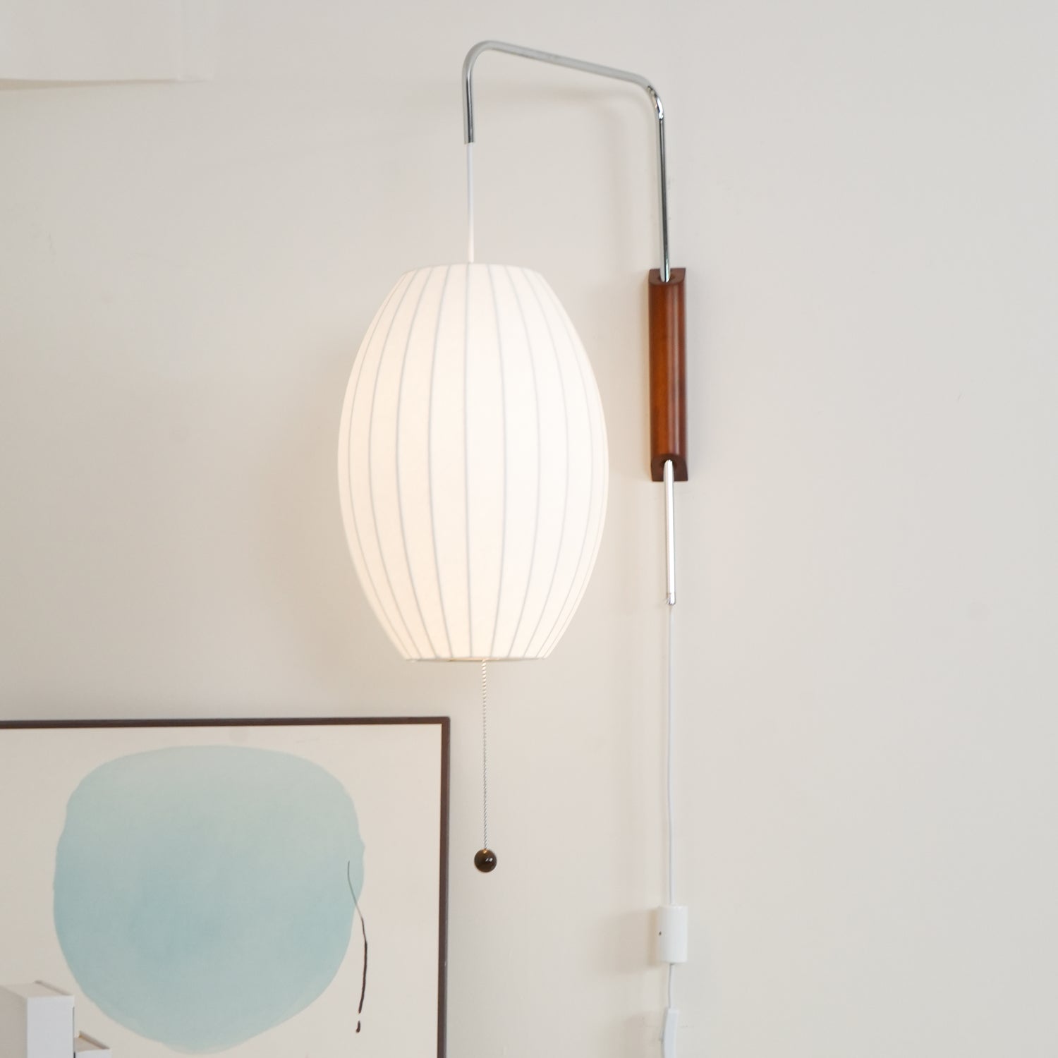 Modern Bubble Ball Wall Sconce with Walnut Accents and Adjustable Swivel Arm