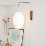 Modern Bubble Ball Wall Sconce with Walnut Accents and Adjustable Swivel Arm
