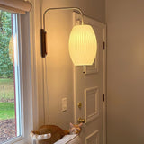Modern Bubble Ball Wall Sconce with Walnut Accents and Adjustable Swivel Arm