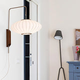 Modern Bubble Ball Wall Sconce with Walnut Accents and Adjustable Swivel Arm