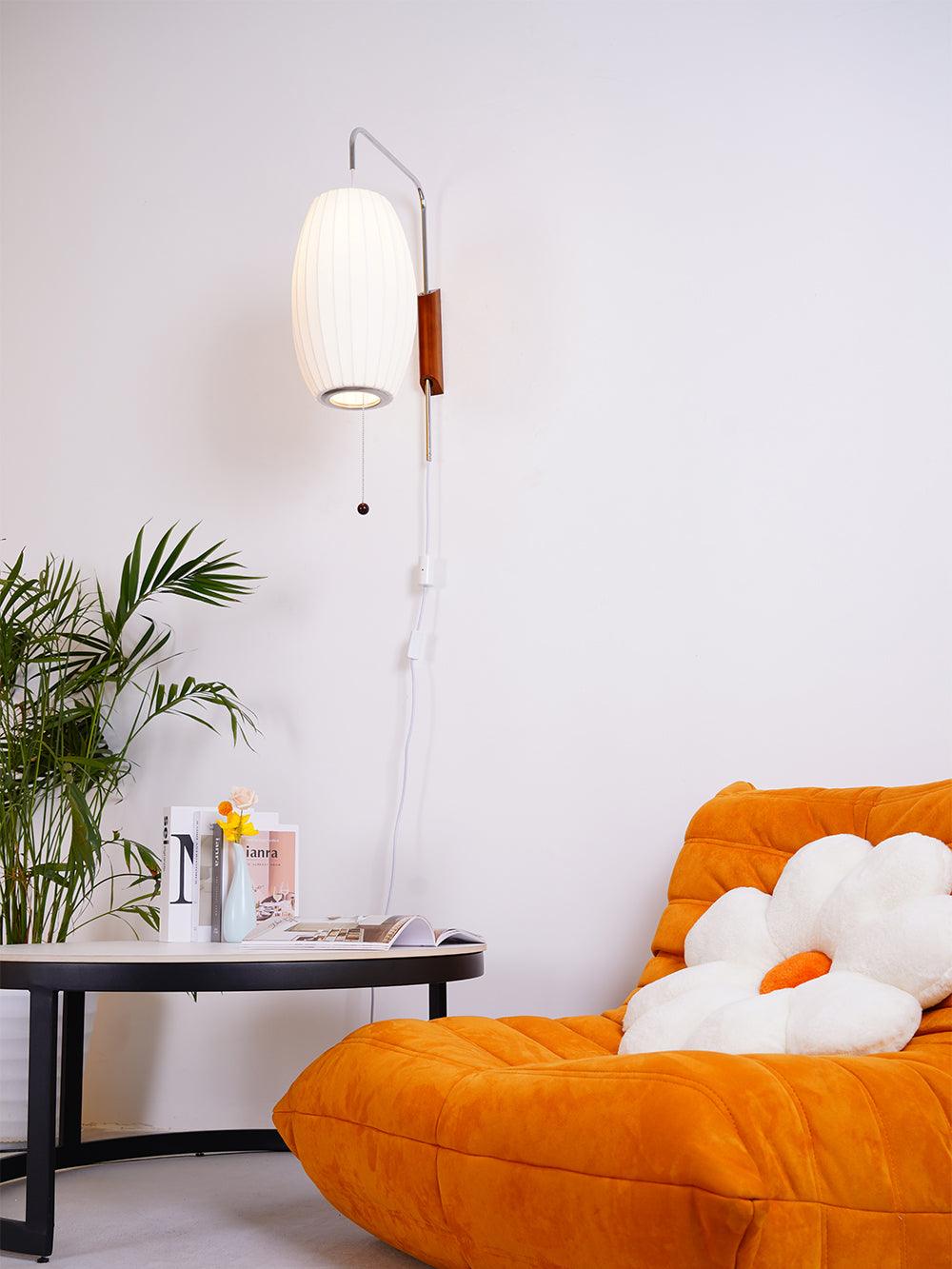 Modern Bubble Ball Wall Sconce with Walnut Accents and Adjustable Swivel Arm