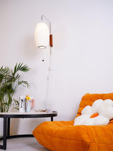 Modern Bubble Ball Wall Sconce with Walnut Accents and Adjustable Swivel Arm